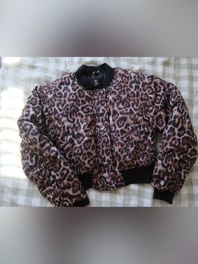art class Leopard Print Bomber Jacket in Brown and Black